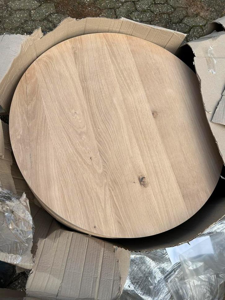 Ronde eiken bladen te koop. 80 cm rond 4 cm dikte. ., Doe-het-zelf en Verbouw, Platen en Panelen, Nieuw, Hout, 20 tot 50 mm, Ophalen of Verzenden