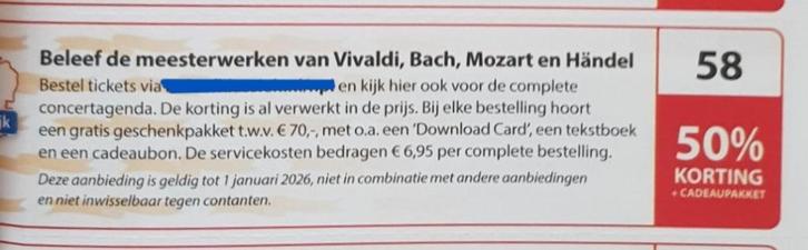 Beleef de meesterwerken van Vivaldi, Bach, Mozart en Handel, Tickets en Kaartjes, Kortingen en Cadeaubonnen, Drie personen of meer