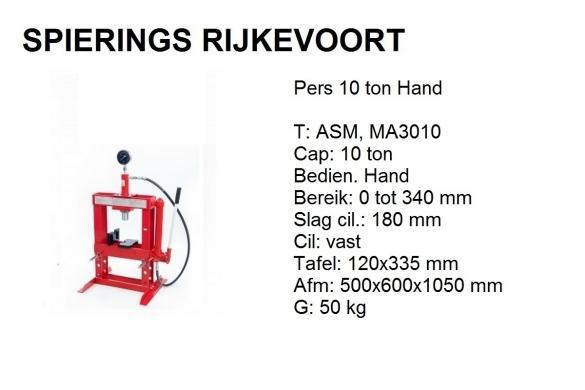 Pers 10 ton werkplaatspers shop press Spierings Rijkevoort, Doe-het-zelf en Verbouw, Gereedschap | Overige machines, Nieuw, Ophalen of Verzenden