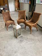 Rotan stoelen 3 stuks + lamp., Huis en Inrichting, Ophalen of Verzenden, Gebruikt, Bruin, Drie