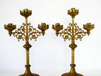 3 Armige kerkkandelaars kandelaars kandelaar neogotisch, Antiek en Kunst, Ophalen of Verzenden, Koper of Brons