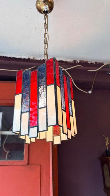 Vintage Glas-in-lood Hanglamp beschikbaar voor biedingen