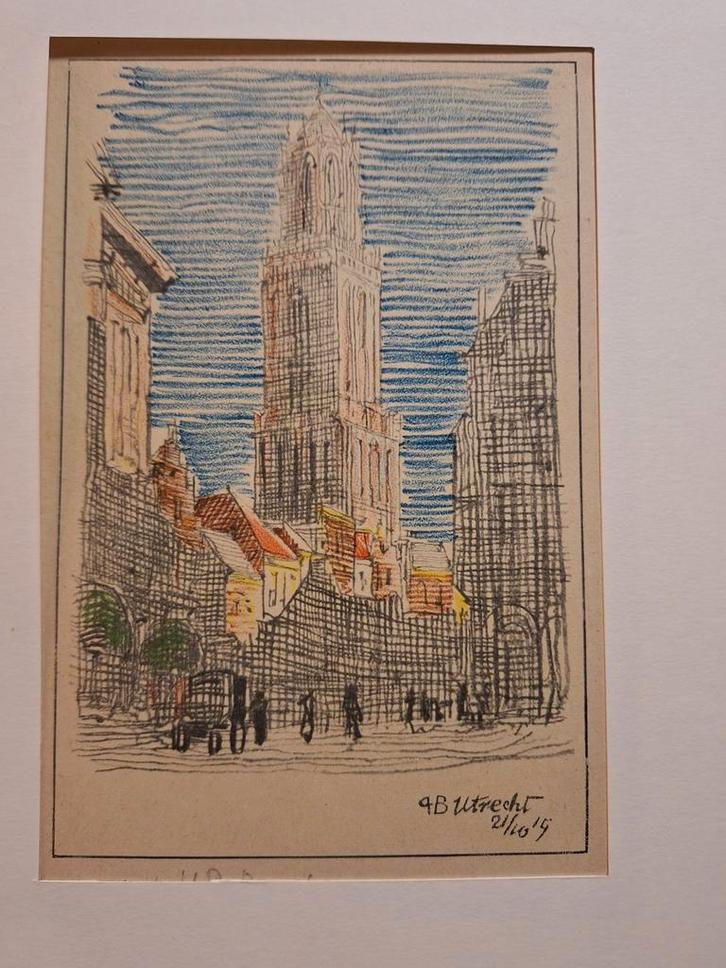 Stadsgezicht Utrecht, naar Berlage?, Antiek en Kunst, Kunst | Etsen en Gravures, Ophalen of Verzenden