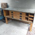 Werkbank vintage , buitenkeuken,  kookeiland , werktafel, Antiek en Kunst, Curiosa en Brocante, Ophalen
