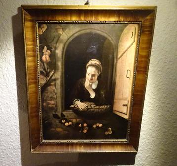 Kunstwerk "Meisje aan het venster" van Rembrandt. beschikbaar voor biedingen
