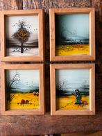 Vier vintage volkskunst Ivan tutek, Ophalen of Verzenden, Zo goed als nieuw, Minder dan 50 cm, Schilderij