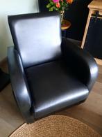 2 fauteuils zwart leatherlook, Huis en Inrichting, Fauteuils, Ophalen, Klassiek, 75 tot 100 cm, Zo goed als nieuw