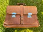 Lerenboekentas schooltas vintage tas zie foto’s IZGST, Bruin, Aktetas of Boekentas, Nieuw, Leer