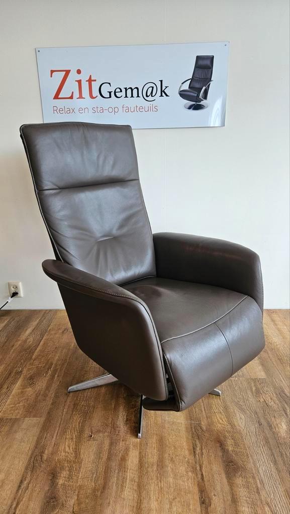 Relaxfauteuil met accu - Draaibaar en comfortabel!, Huis en Inrichting, Fauteuils, Zo goed als nieuw, Leer, Metaal, 75 tot 100 cm