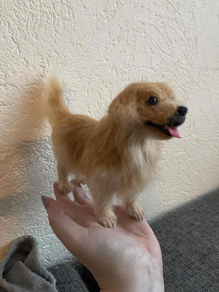 Naaldvilt Golden retriever, Hobby en Vrije tijd, Vilt, Zo goed als nieuw, Figuurtje(s), Wolvilt, Ophalen of Verzenden