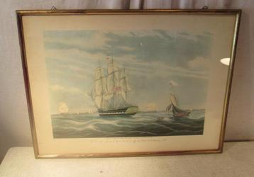 Mooie Oude Artprint - Zeilboot HCS Macqueen - 59x45 beschikbaar voor biedingen