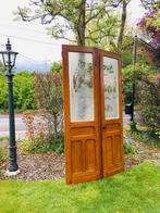 antieke dubbele ensuite deuren met art deco geëtst glas!, Ophalen, Glas, Binnendeur, Vouwdeur