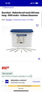 Eurofast dakschroefstaal lang en drukverdeelplaat, Doe-het-zelf en Verbouw, Ophalen of Verzenden, Nieuw, Metaal, Overige typen