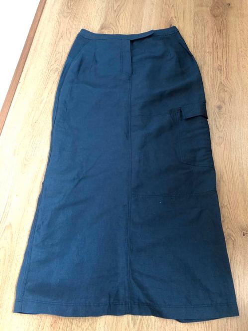 Odel lange linnen donkerblauwe rok 38, Kleding | Dames, Rokken, Zo goed als nieuw, Maat 38/40 (M), Blauw, Onder de knie, Ophalen of Verzenden
