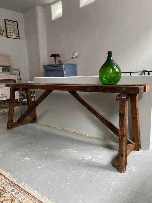 Industriële werktafel, vintage ateliertafel, oude sidetable, Antiek en Kunst, Antiek | Meubels | Tafels, Ophalen of Verzenden