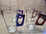 4 st Theeglazen met gekleurd oor, Huis en Inrichting, Ophalen, Glas of Glazen, Overige stijlen, Glas