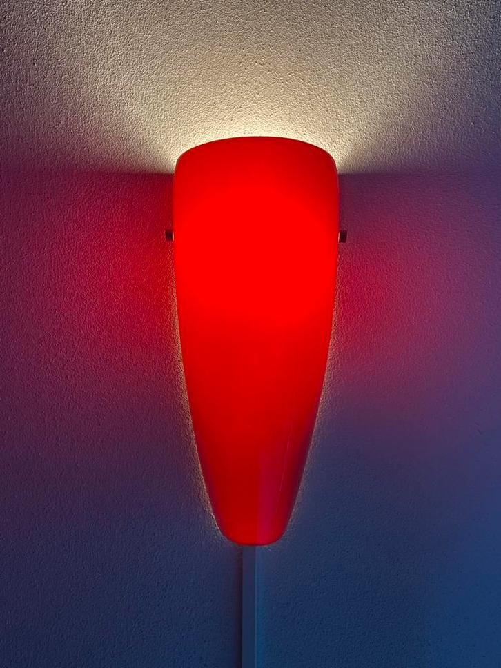 3 Rode Wandlampjes E27 Glazen Kappen, Huis en Inrichting, Lampen | Wandlampen, Gebruikt, Glas, Ophalen of Verzenden
