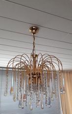 Kroonluchter messing waterval met kristallen tranen, Ophalen, Gebruikt, Overige materialen