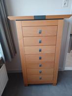 Eiken ladekast met grijze steen - 130x80 cm, Huis en Inrichting, Kasten | Ladekasten, Ophalen, Gebruikt, 5 laden of meer, 100 tot 150 cm