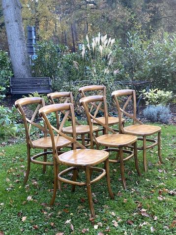Set van 6 massief houten eetkamerstoelen cross back butler beschikbaar voor biedingen
