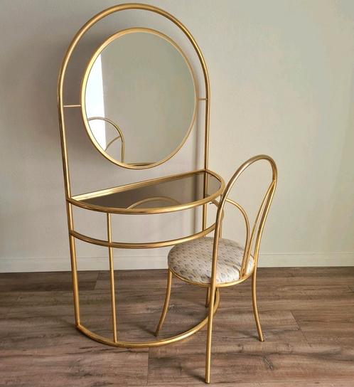 Messing vintage retro make up tafel vanity hollywood regency, Huis en Inrichting, Woonaccessoires | Spiegels, Zo goed als nieuw