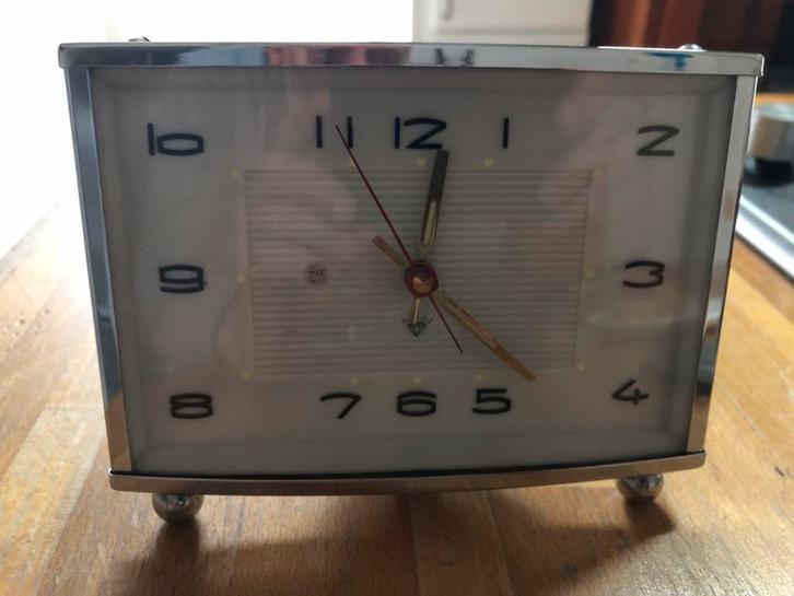 Vintage Wekker met Chromen Frame, Antiek en Kunst, Antiek | Klokken, Ophalen