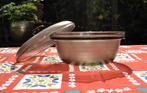 Vintage Arcopal France geribbeld rookglas schaal met deksel, Ophalen of Verzenden, Overige stijlen, Glas, Schaal of Schalen
