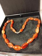 Vintage carneolen ketting 52 cm, Sieraden, Tassen en Uiterlijk, Antieke sieraden, Ophalen of Verzenden, Overige materialen, Ketting