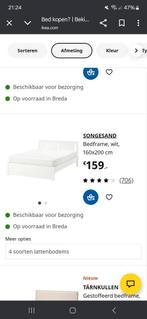 ikea bed ombouw 160x200, Ophalen, Gebruikt, Wit, Tweepersoons