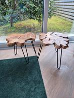 Houten industriële bijzettafeltjes set, 45 tot 60 cm, Minder dan 55 cm, Ophalen of Verzenden, Zo goed als nieuw