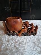 Handgesneden soapstone chinese penhouder met inktpot, Ophalen of Verzenden