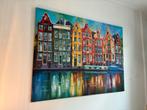 Canvas Amsterdamse Grachtenpanden, Ophalen, Zo goed als nieuw, Schilderij, 100 tot 125 cm