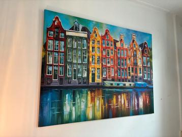 Canvas Amsterdamse Grachtenpanden beschikbaar voor biedingen