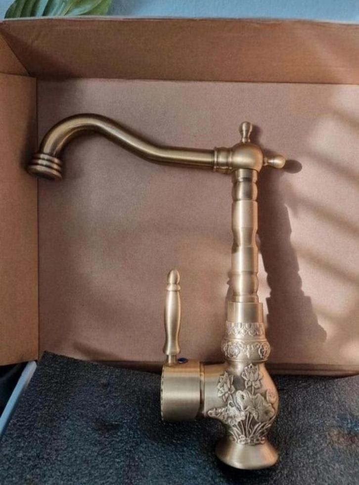 Landelijke mengkraan, messing, antiek, brons, keukenkraan, Doe-het-zelf en Verbouw, Sanitair, Nieuw, Kraan, Koper, Ophalen of Verzenden