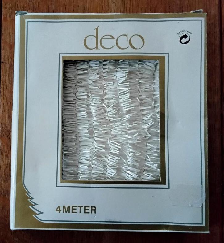 Vintage guirlande - kerstslinger - wit - ongebruikt in doos, Diversen, Kerst, Nieuw, Ophalen of Verzenden