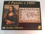 Puzzel Mona Lisa & Wereldkaart 2x 1000 st. 1102, Hobby en Vrije tijd, Denksport en Puzzels, 500 t/m 1500 stukjes, Legpuzzel, Zo goed als nieuw