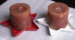 2 kaarsen met onderzetter ster motief nieuw, Overige materialen, Nieuw, Ophalen of Verzenden, Minder dan 25 cm