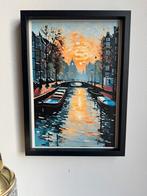 Kunst Amsterdam grachten schilderij painting artwork modern, Antiek en Kunst, Ophalen of Verzenden