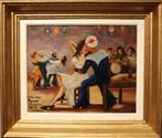Vrolijk olieverfschilderij met matrozen, Antiek en Kunst, Kunst | Schilderijen | Klassiek, Verzenden