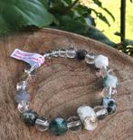krachtige armband met oa mosagaat, Verzenden, Nieuw, Zilver, Zilver