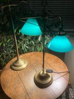 Antieke lampen groene glazen kap art deco tafel bureau, Antiek en Kunst, Ophalen of Verzenden