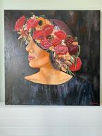 Groot uniek olieverf schilderij 100X100 cm, Ophalen of Verzenden