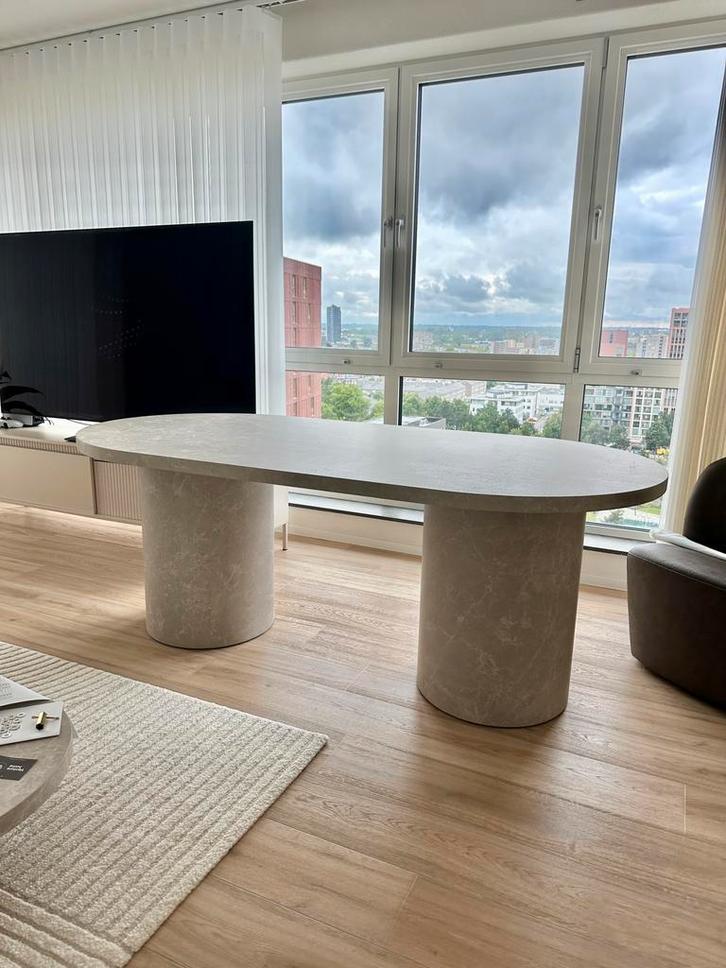NIEUW IN DOOS: Ovale Eettafel (Shundrika) met Marmerlook, Huis en Inrichting, Tafels | Eettafels, Nieuw, 100 tot 150 cm, 150 tot 200 cm