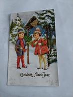 KINDEREN BIJ KLOK EN HOEFIJZER IN DE SNEEUW  1929, Verzamelen, Ophalen of Verzenden, 1920 tot 1940, Feest(dag)