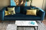Luxe blauwe velours bank – De Rebellen Club – in prima staat, Huis en Inrichting, Ophalen, Gebruikt, Minder dan 75 cm, Driepersoons