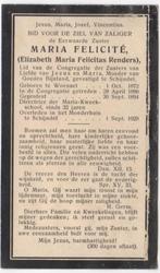zr. Elizabeth Renders 1872 Woensel + 1929 Schijndel, 56 jaar, Verzenden