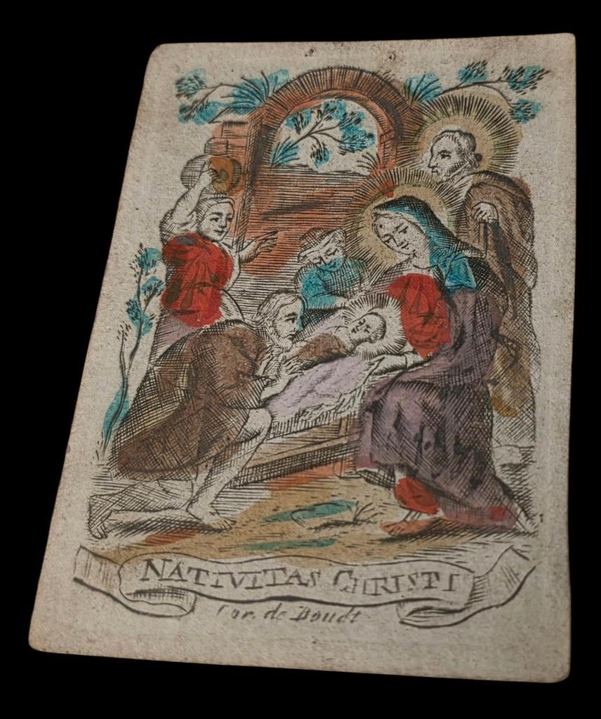 Heilige 17e eeuwse  prent  Geboorte van Christus, Verzenden