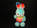 MOOI KONIJN REGENBOOG KONIJN PLUCHE BLAUW MET BONT GEKLEURD, Ophalen of Verzenden, Nieuw, Konijn