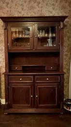 Brocante donkere buffetkast, Ophalen, Gebruikt, 100 tot 150 cm, Glas