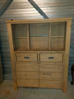 Landelijke kast met glazen planken en verlichting, Ophalen, Gebruikt, Landelijk, 150 tot 200 cm